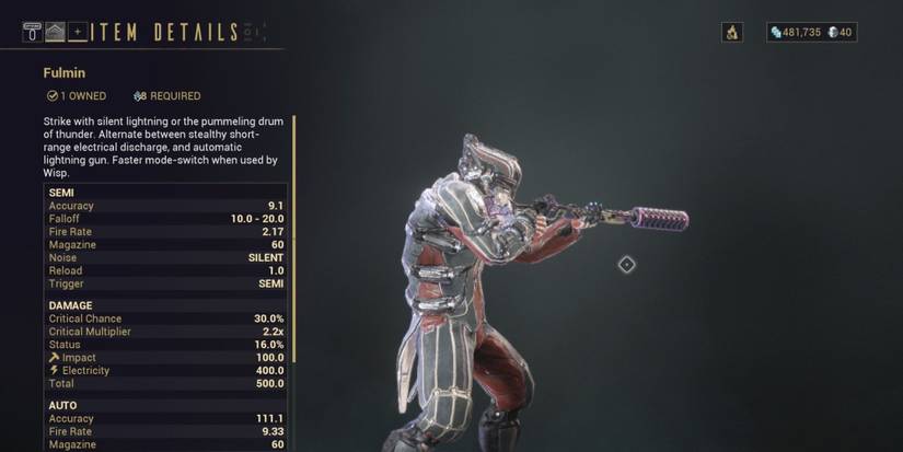 The Fulmin rifle weapon on Warframe