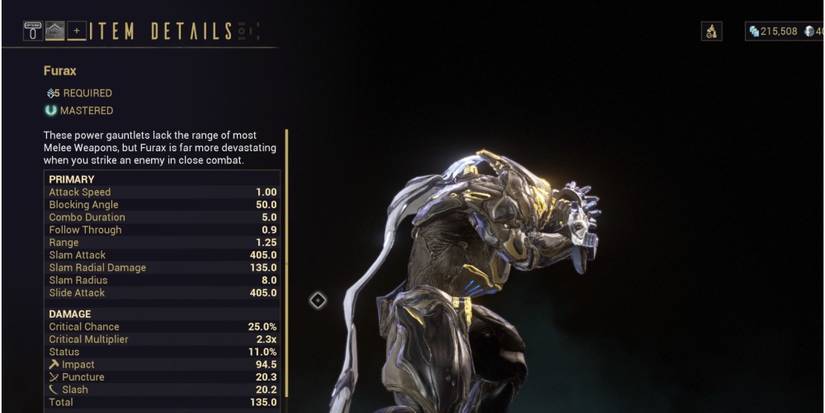 Preview of the Furax melee weapon on Warframe