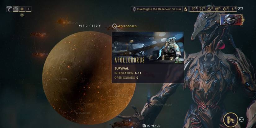 The Apollodorus mission on Mercury on Warframe