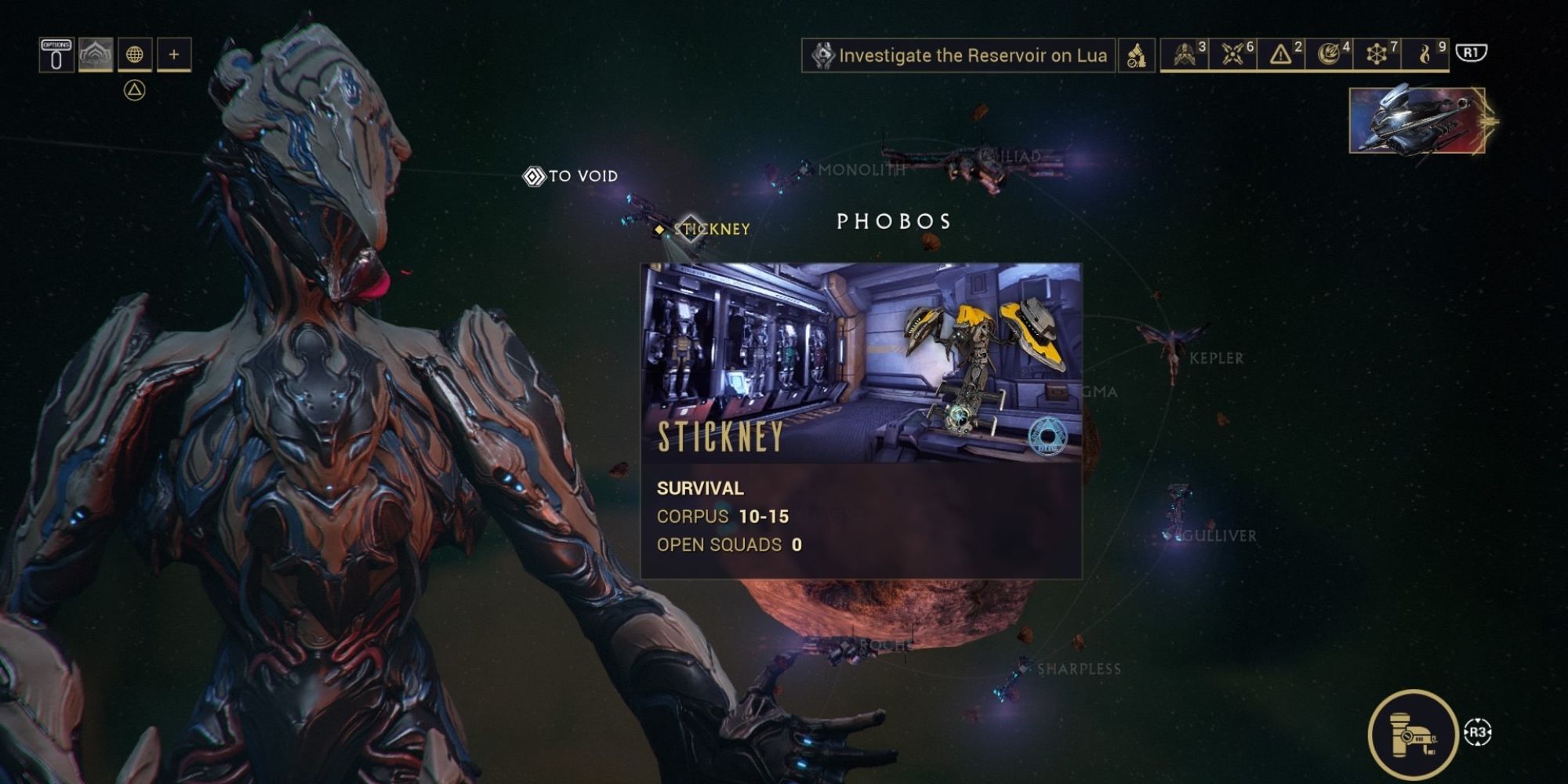 The mission Stickney on Phobos on Warframe