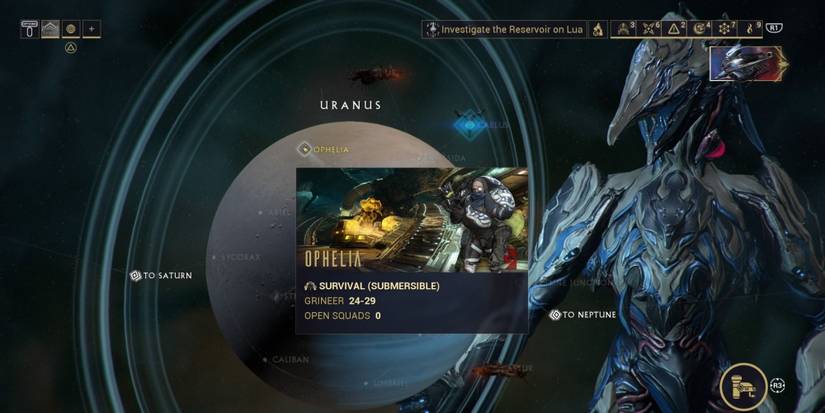 The Ophelia mission on Uranus on Warframe