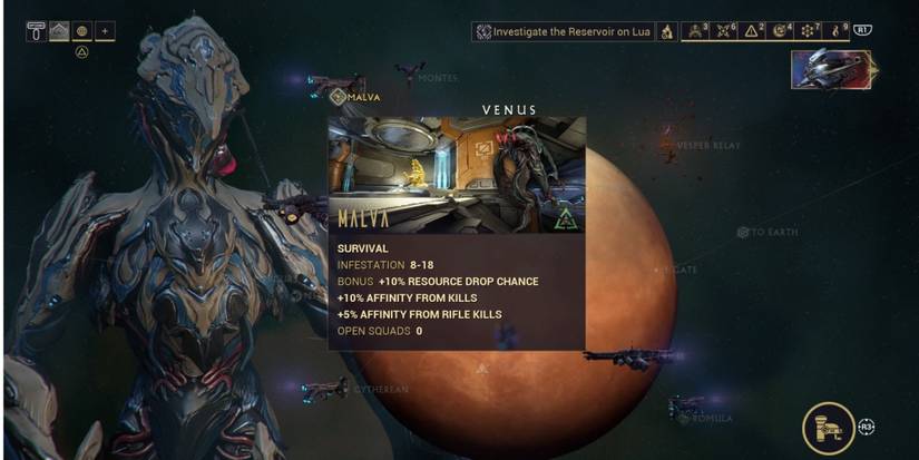 The Malva mission on Venus on Warframe
