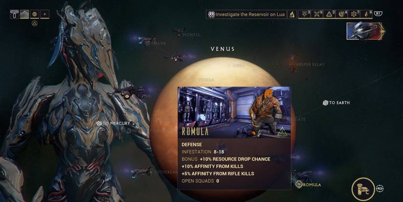 The Romula mission on Venus on Warframe