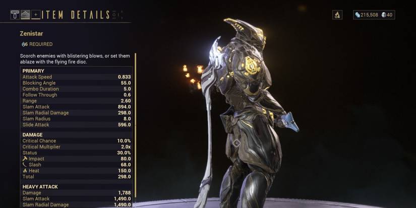 Preview of the Zenistar melee weapon on Warframe