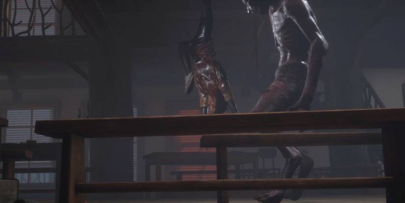 werewolf holding Kaitlyn in the quarry