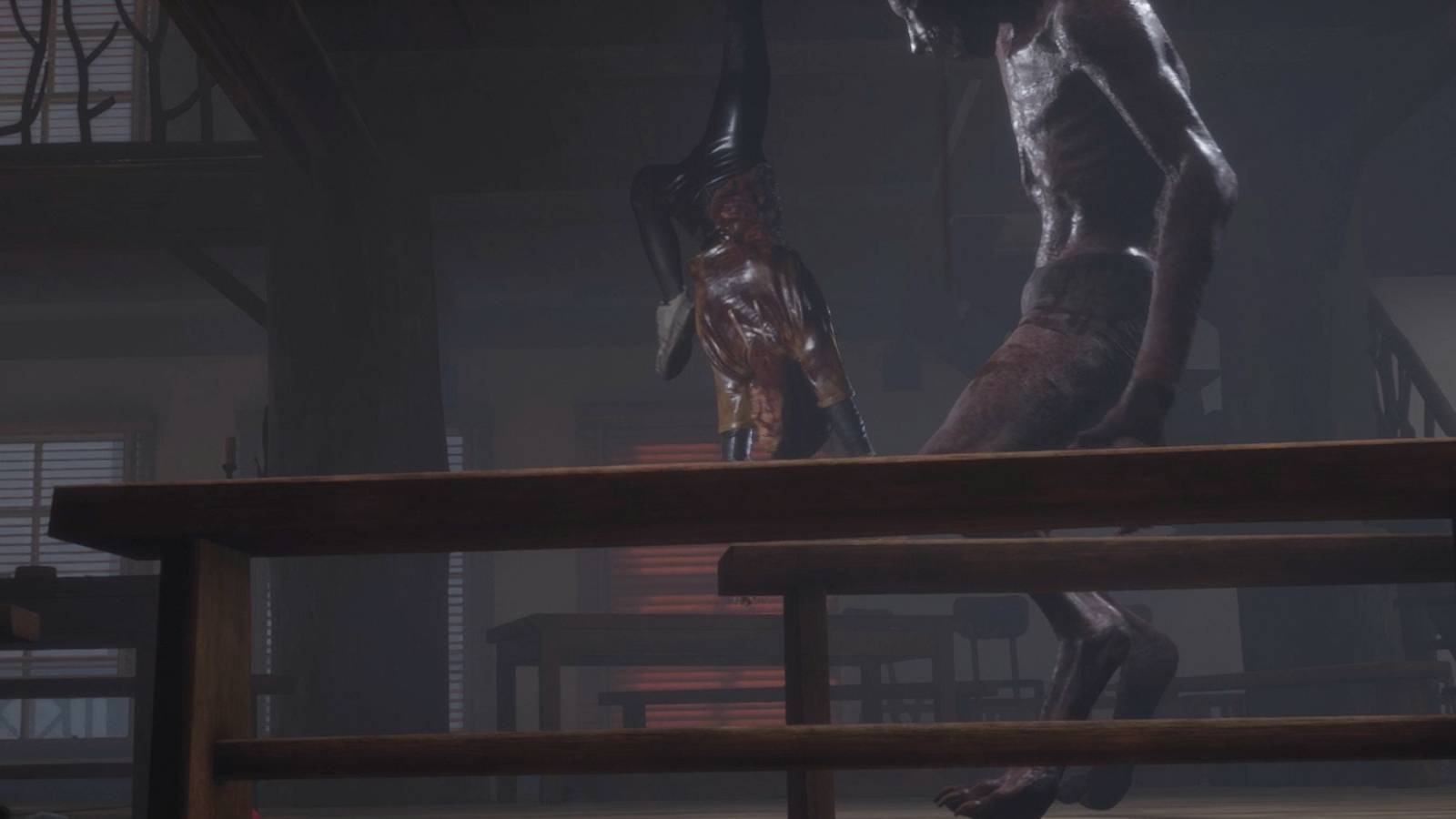 werewolf holding Kaitlyn in the quarry