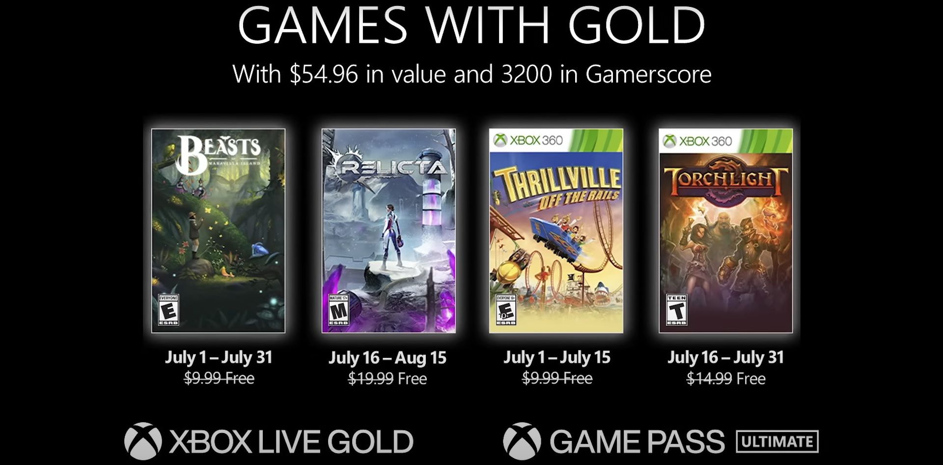 xbox free games with gold for july 2022