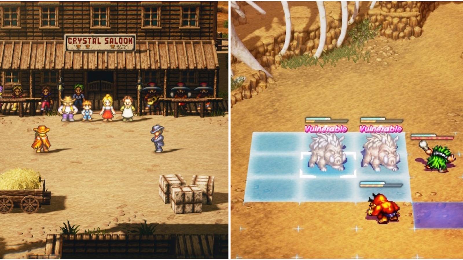 A scene featuring characters and fighting a battle in Live a Live