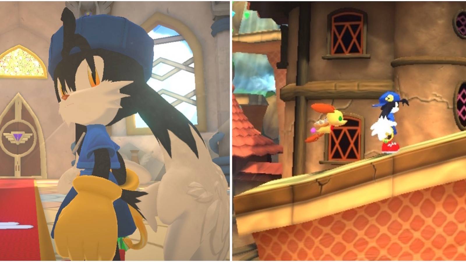 Klonoa and exploring a level in Klonoa Phantasy Reverie Series