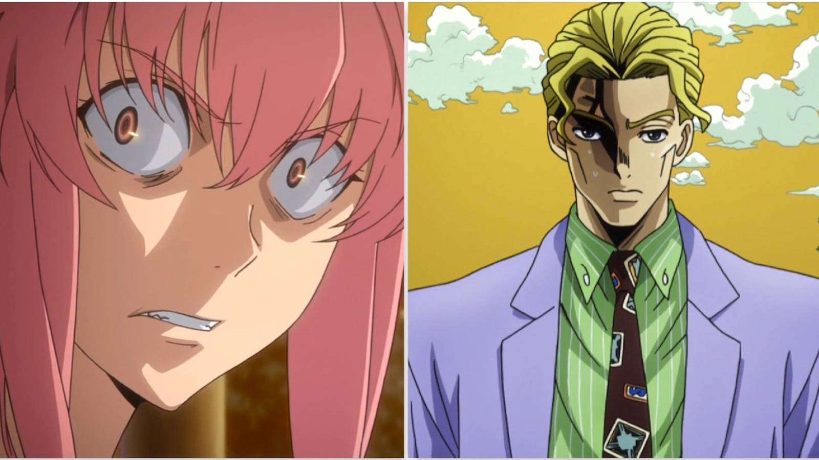 Yuno from Future Diary and Yoshikage from Jojo’s Bizarre Adventure Diamond Is Unbreakable