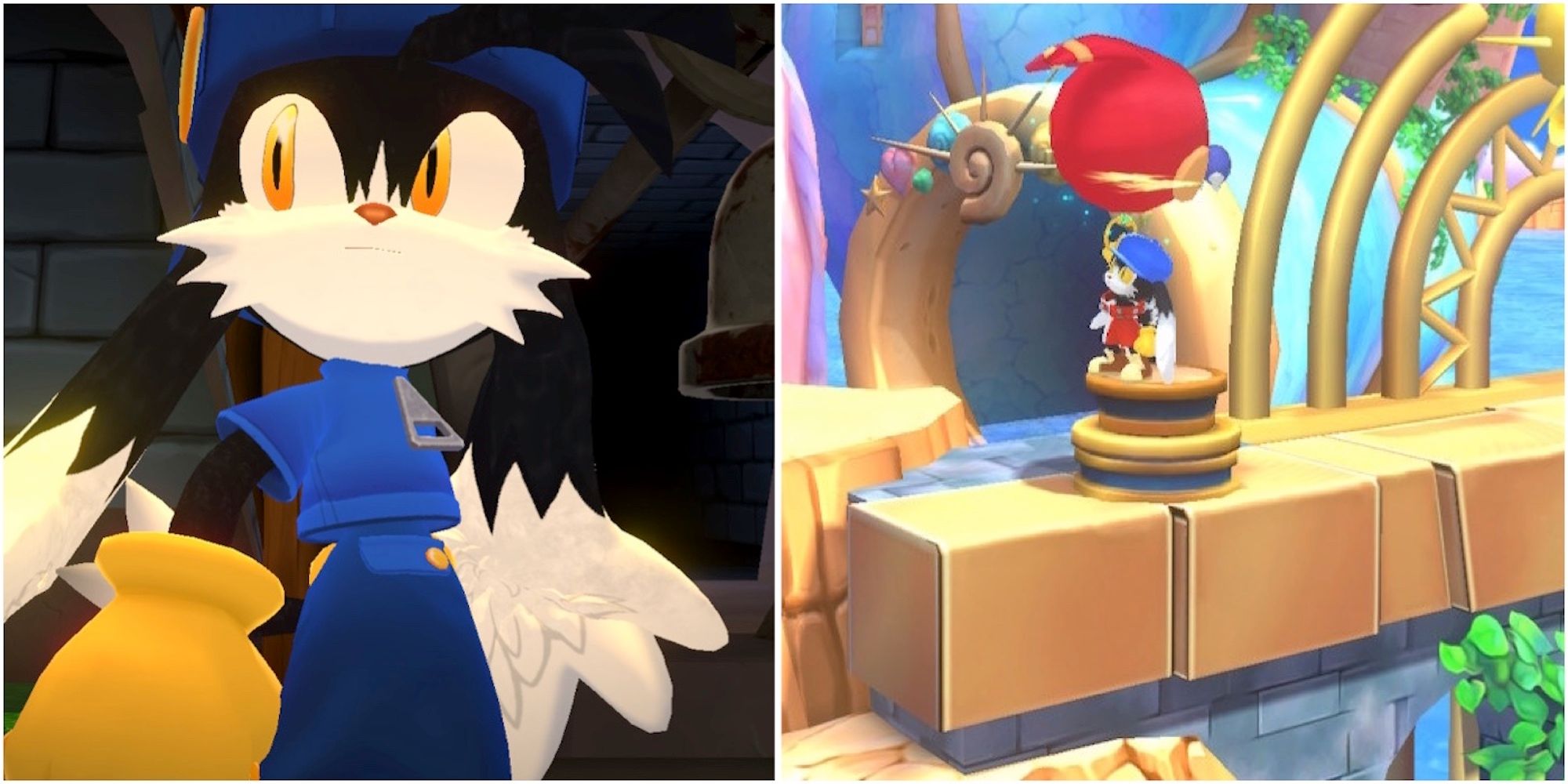 Klonoa and exploring a level in Klonoa Phantasy Reverie Series