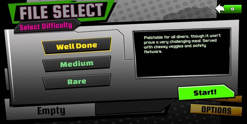 The difficulty menu in Spidersaurs