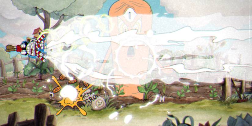 cuphead using the energy beam super art