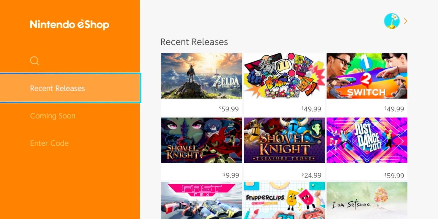 the layout of a nintendo switch store page