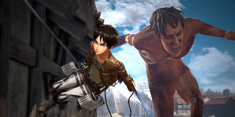 Fighting a boss in the Attack On Titan game