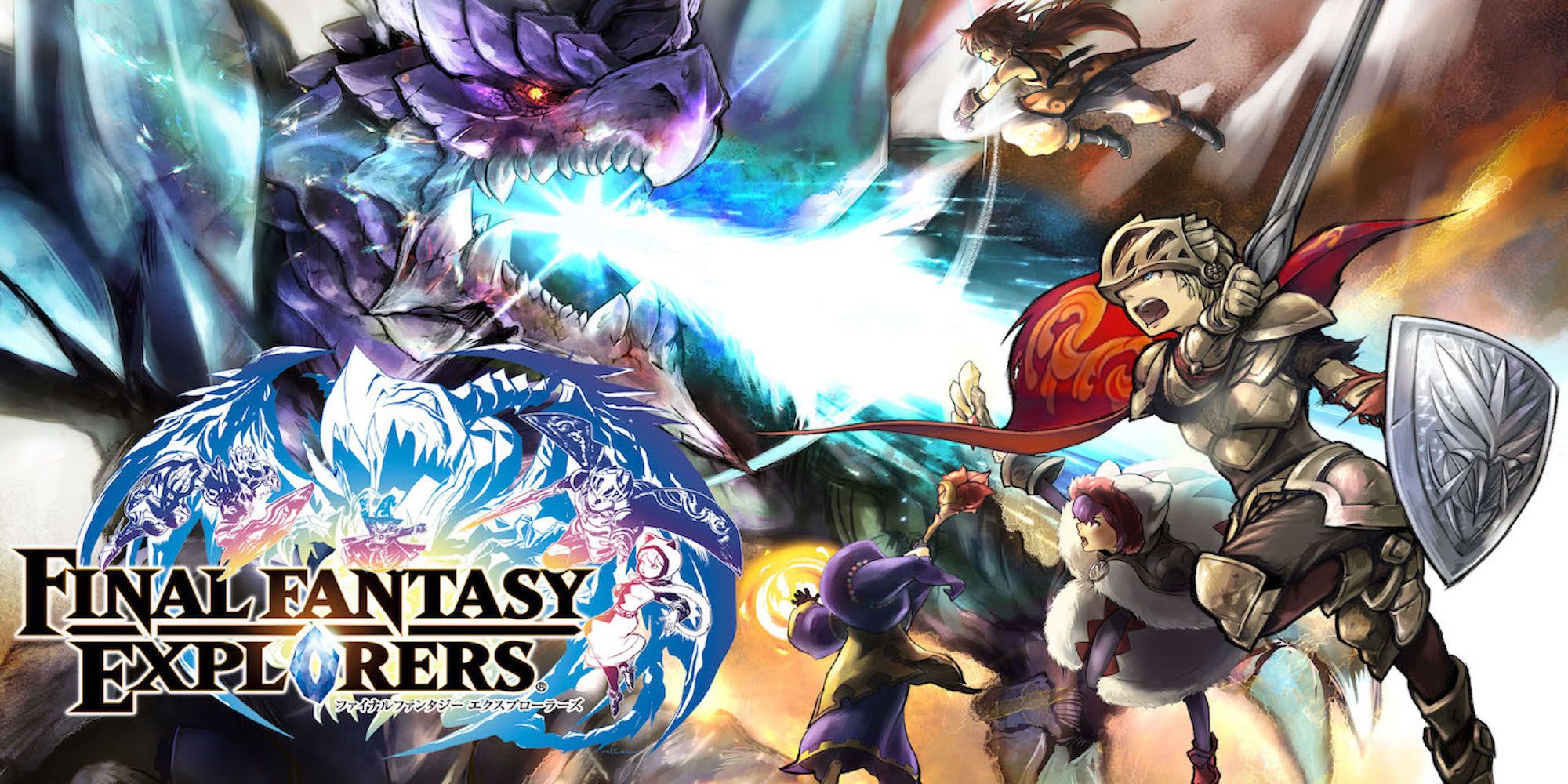 Promo art featuring characters in Final Fantasy Explorers