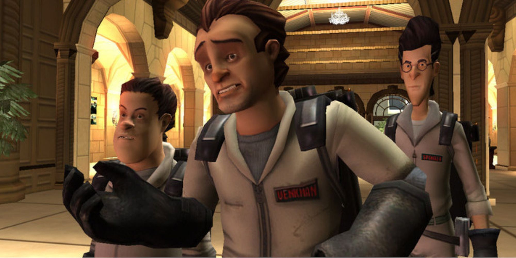 A cutscene featuring characters in Ghostbusters The Video Game