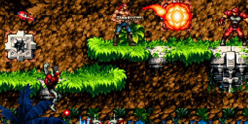 Fighting enemies in Contra 4
