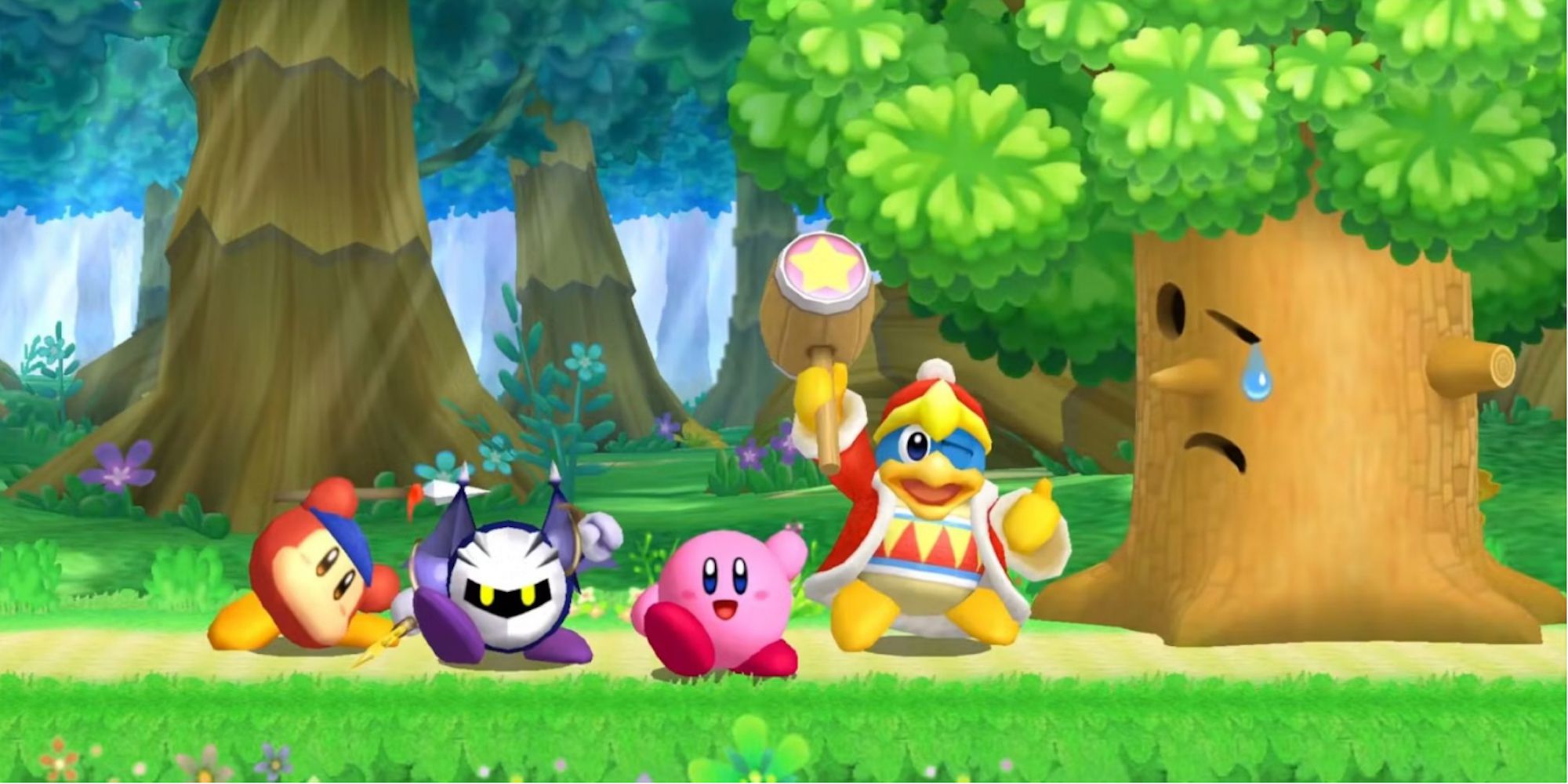 A cutscene featuring characters in Kirby’s Return to Dreamland