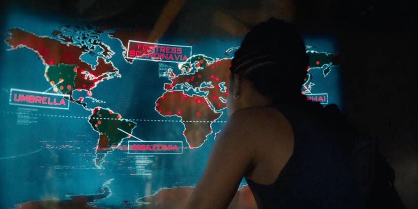 Jade looking at a map in Netflix’s Resident Evil
