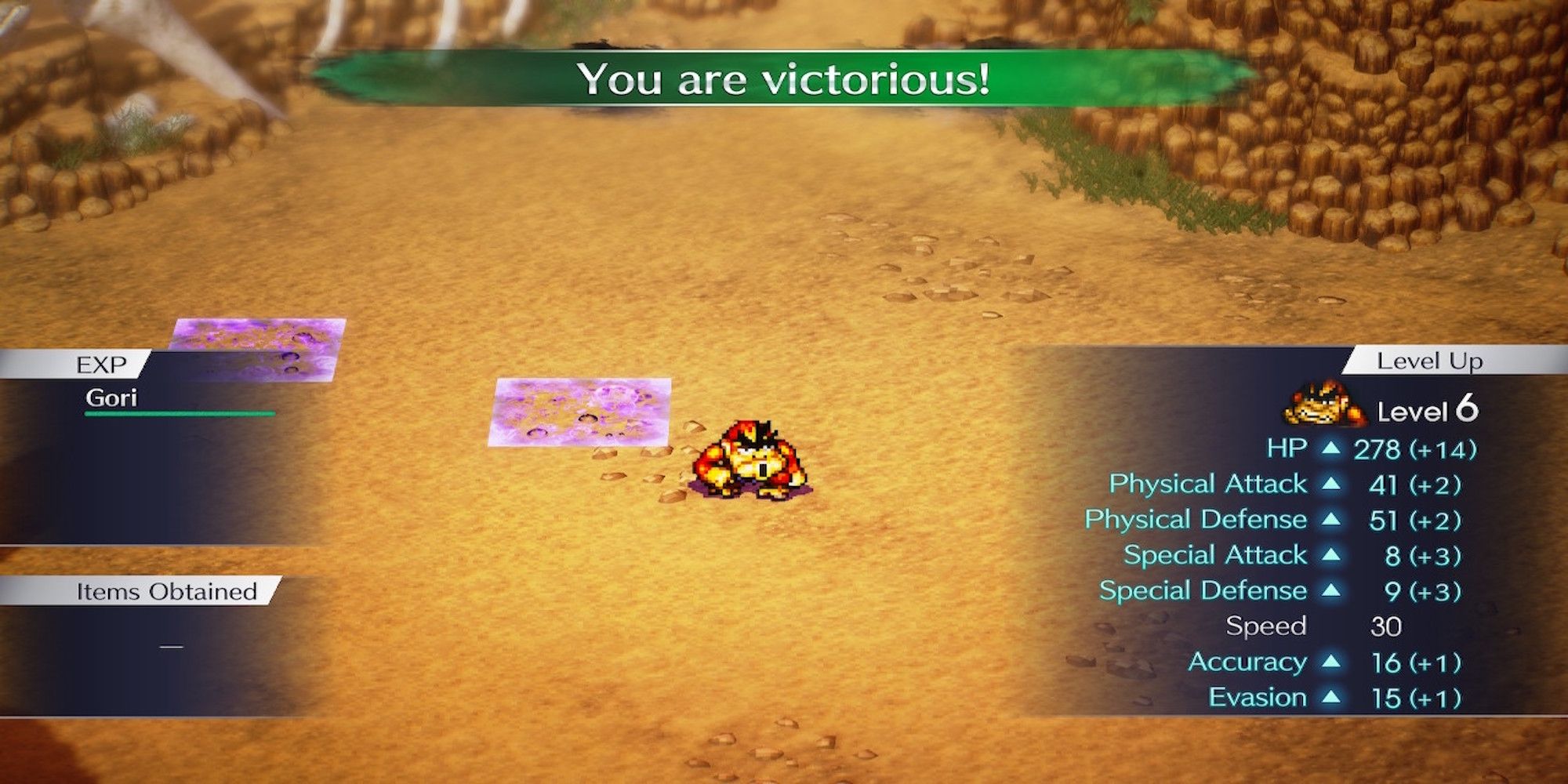 The victory screen in Live a Live