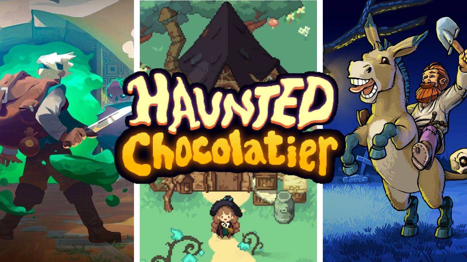 haunted chocolatier logo moonlighter little witch in the woods graveyard keeper