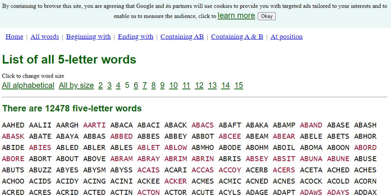 5 Letter Words