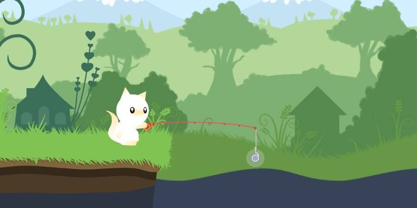 Cat fishing in pond, Cat Goes Pishing