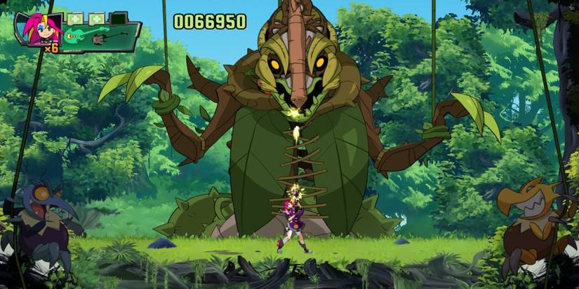 Fighting a boss in Spidersaurs