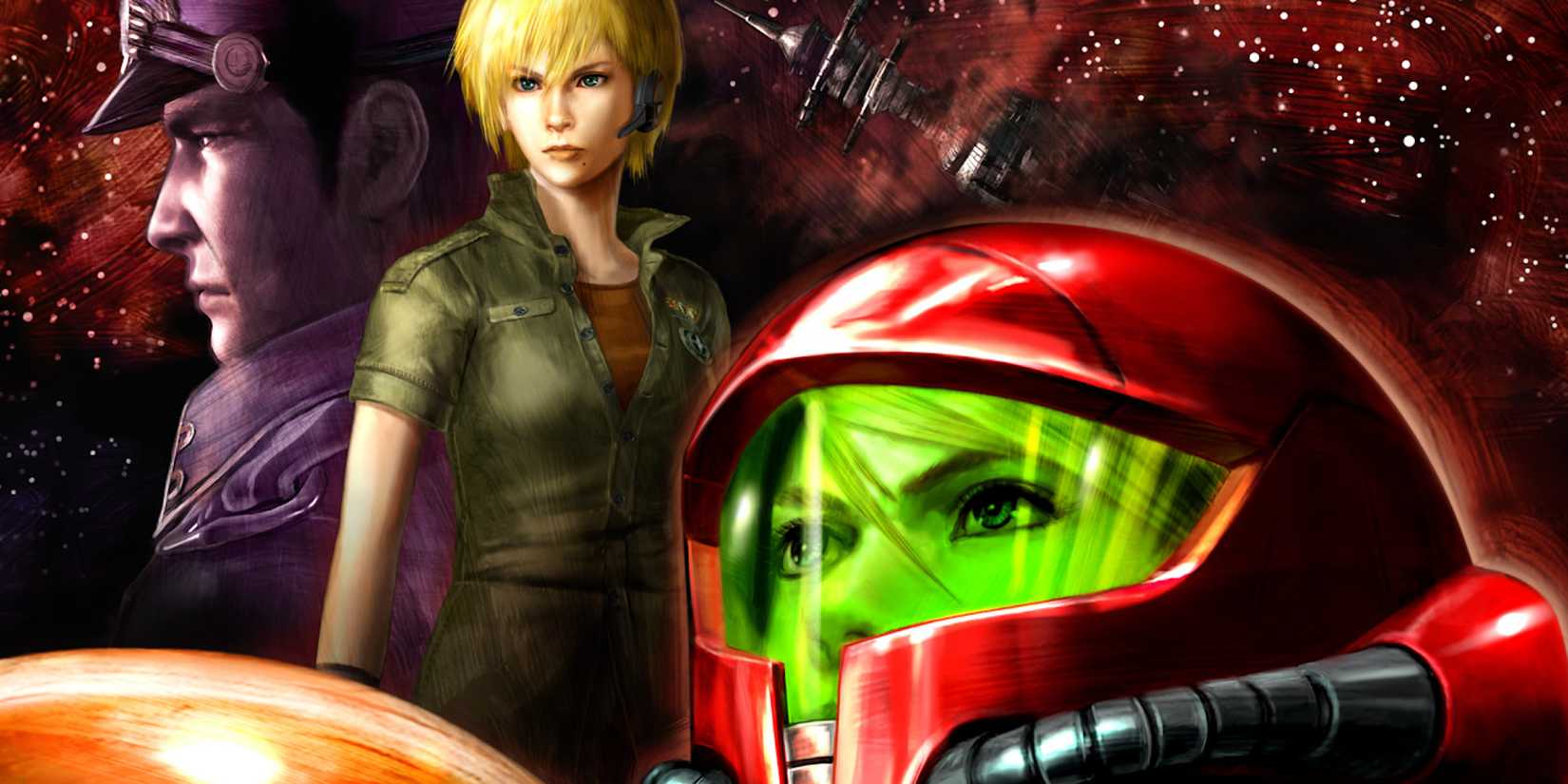 Promo art featuring characters in Metroid Other M