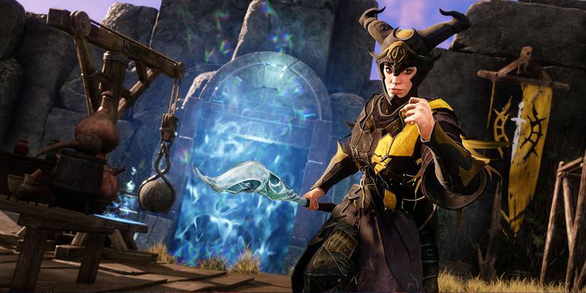 A spellcaster preparing a spell in the Arena PVP Mode in New World