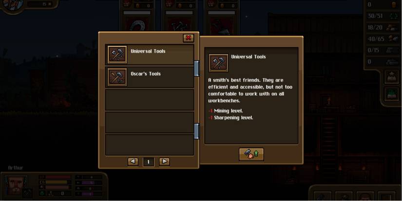 Anvil Saga Viewing The Available Tools