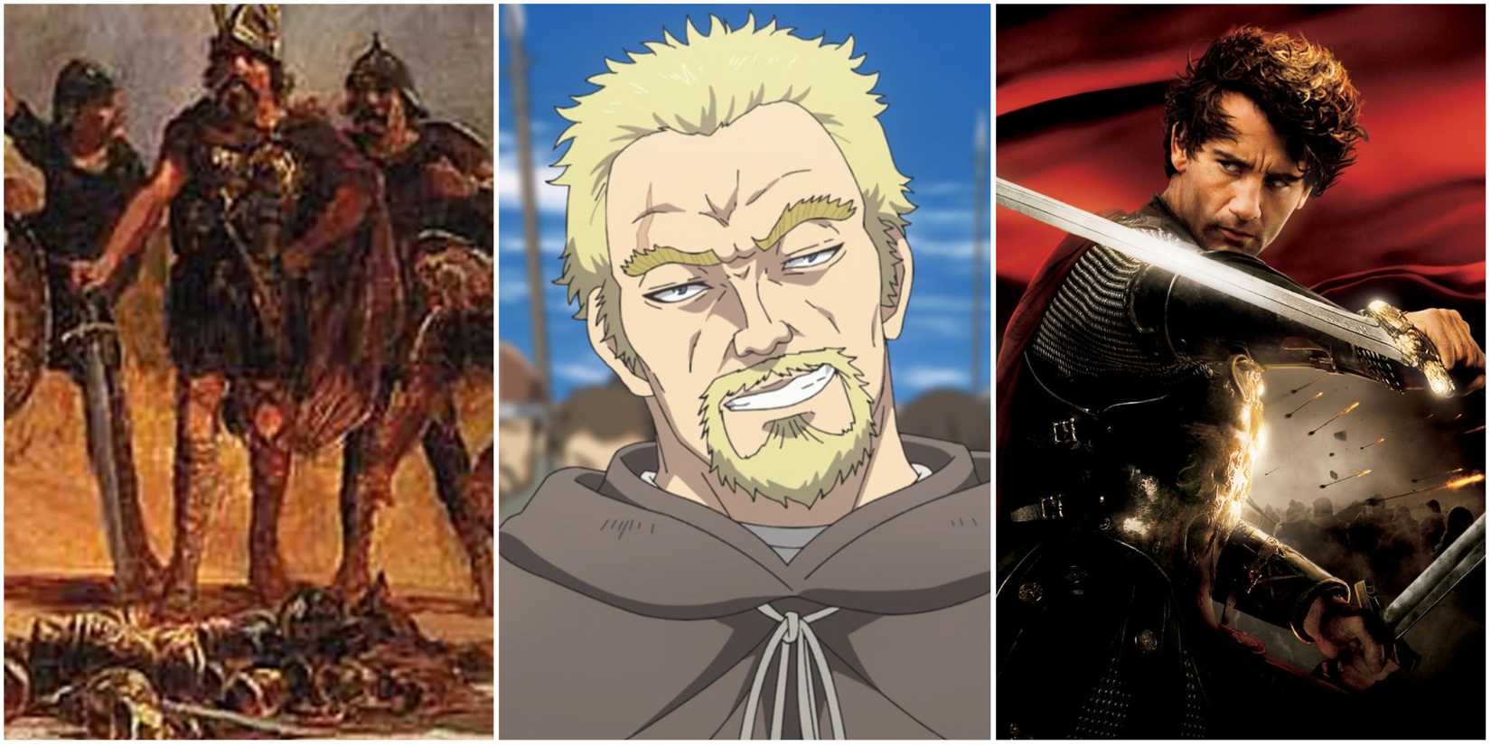 Askeladd in Vinland Saga, Arthur in King Arthur, Olaf the Peacock by The Historian's Hut