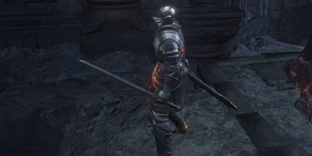 Player wields the Astora Straight Sword in Dark Souls 3