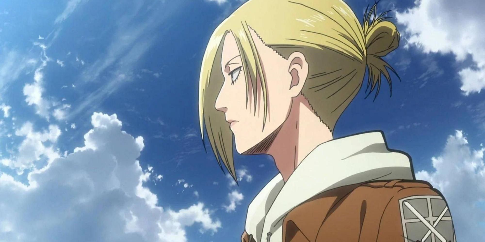 Annie Leonhart looking at the sky in Attack on Titan