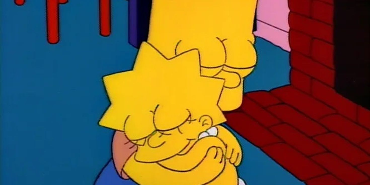 Барт обнимает Лизу в Симпсонах