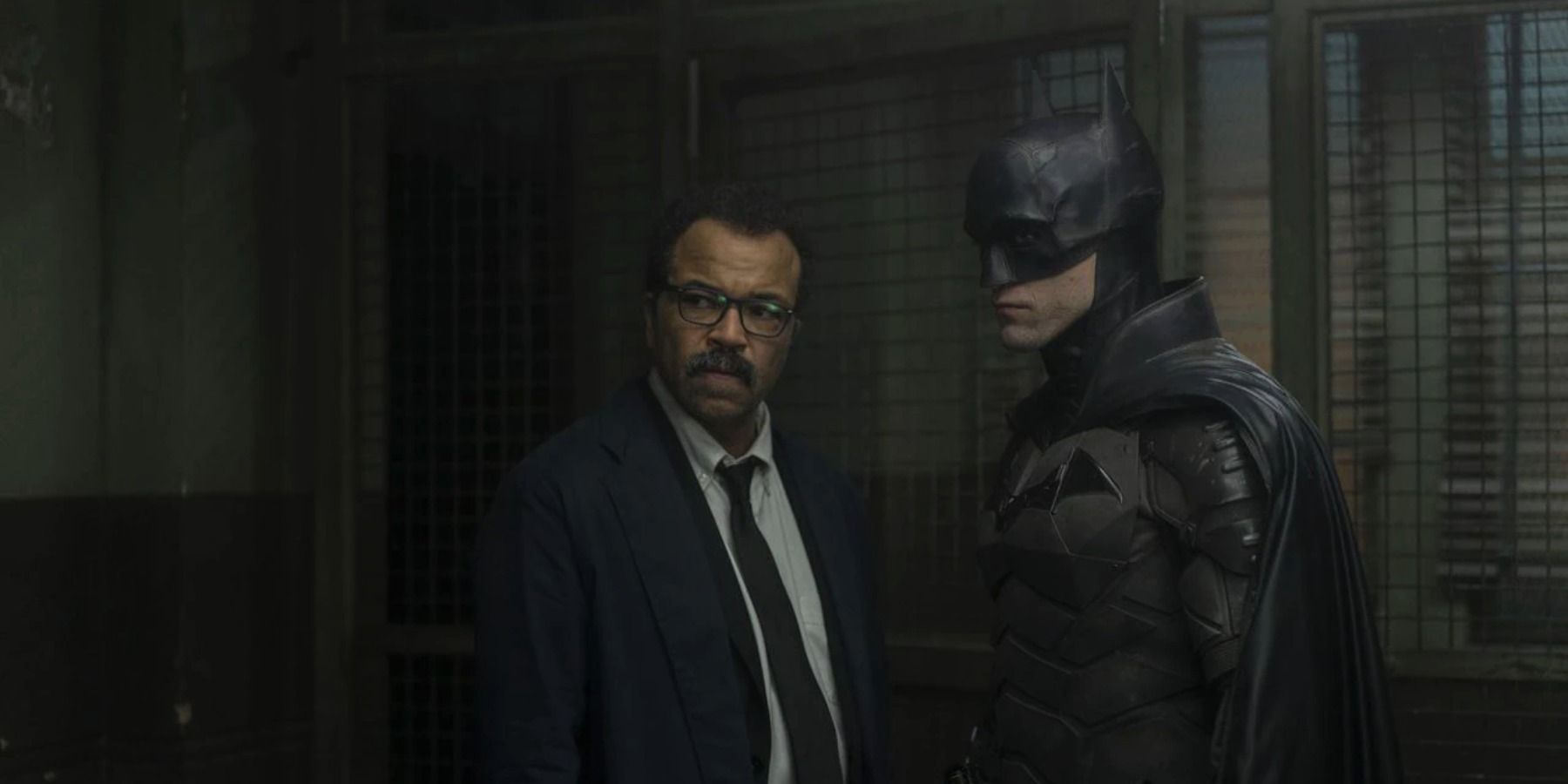 The Batman and Gordon in police cell scene