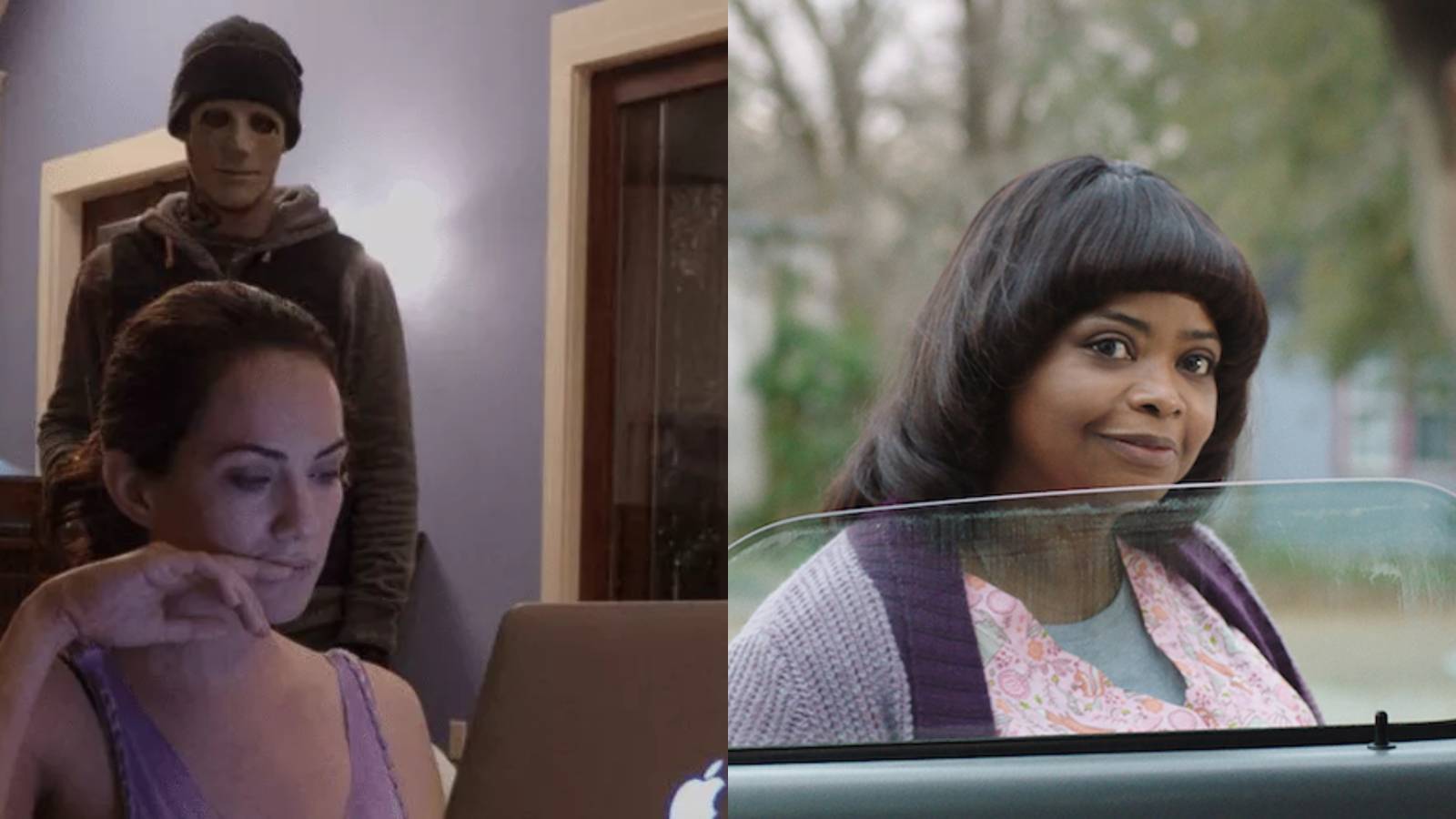 Split image of Maddie and the killer in Hush and Sue Ann/Ma in Ma