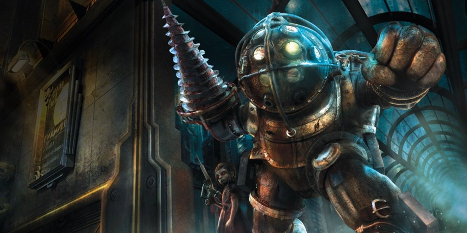 Big Daddy and a Little Sister in BioShock 2