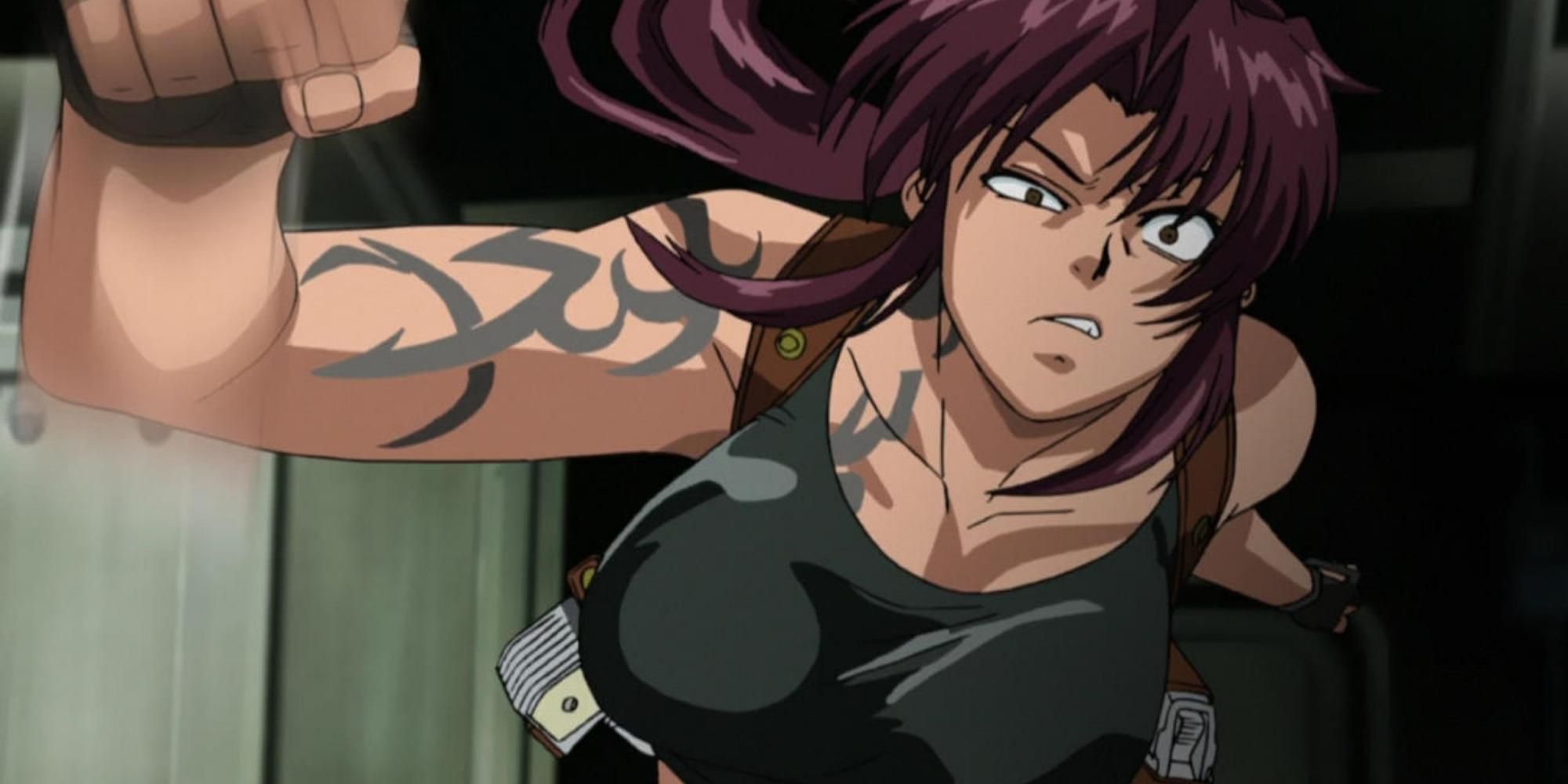 Revy with visible tattoo in Black Lagoon 