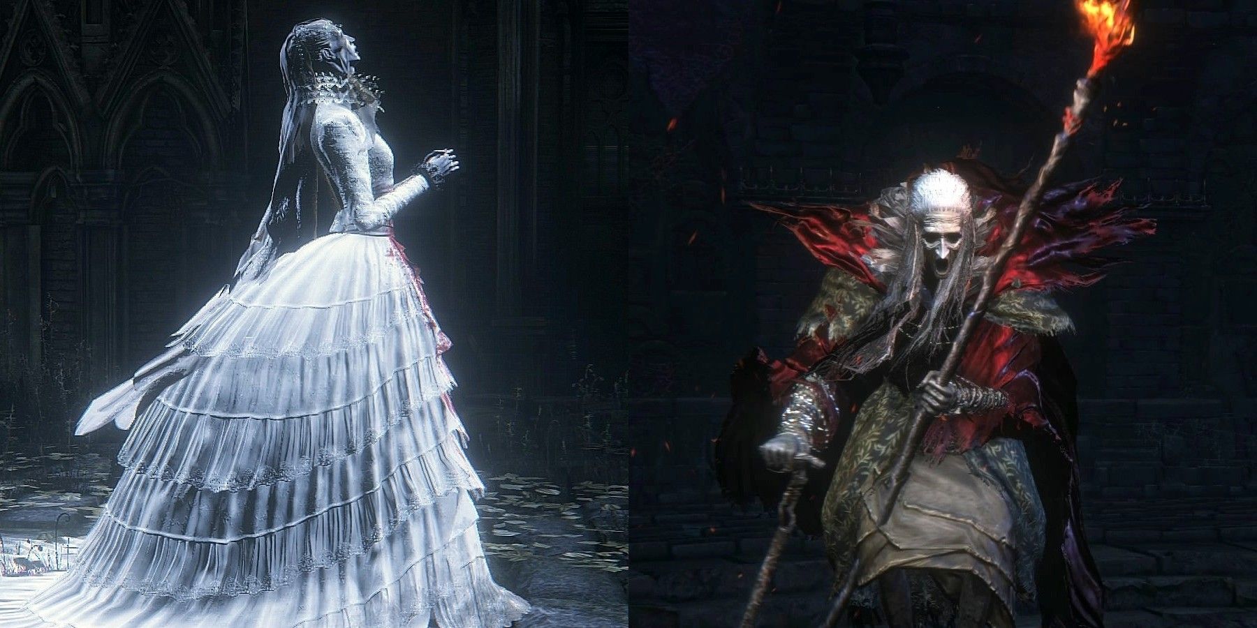 Bloodborne Queen Yharnam and Pthumerian side by side