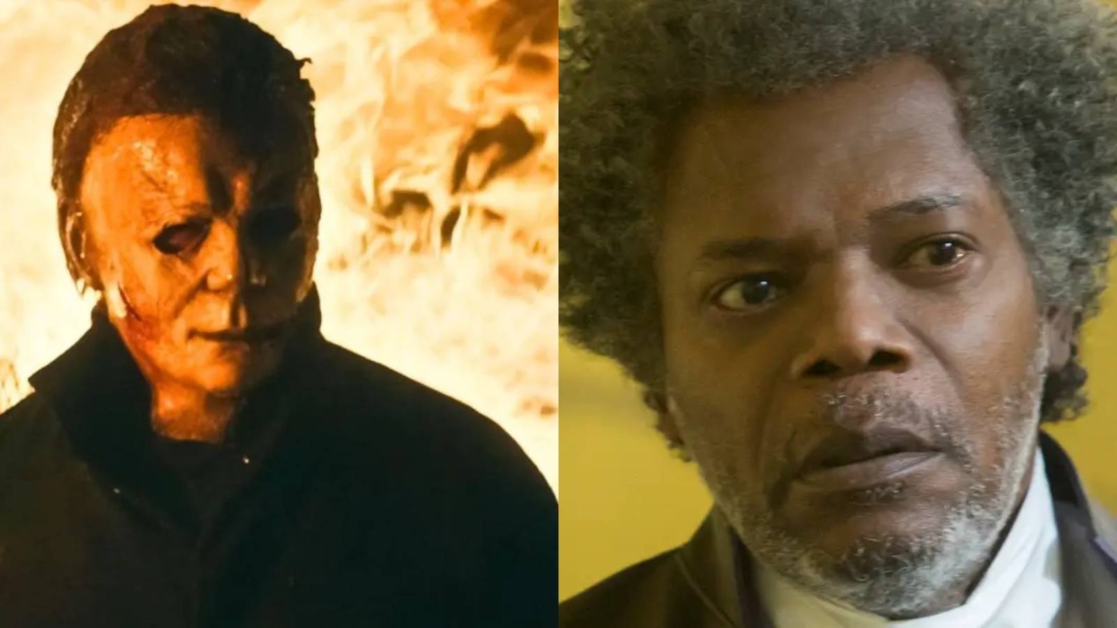Split image of Michael Myers in Halloween Kills and Samuel L. Jackson in Glass