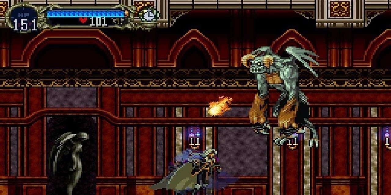 Alucard fighting a monster in Castlevania: Symphony Of The Night