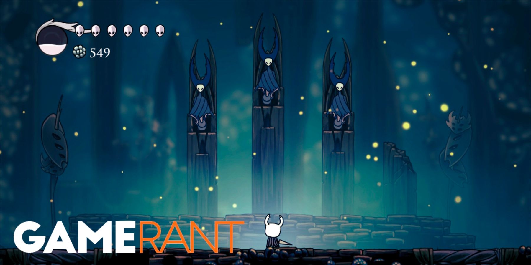 Hollow Knight the Knight challenging the Mantis Lords