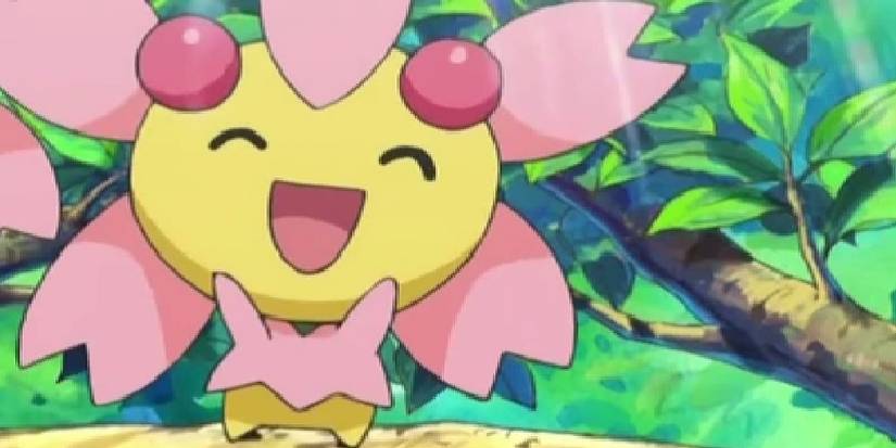 Cherrim's Sunshine form as it appears in the Pokemon anime