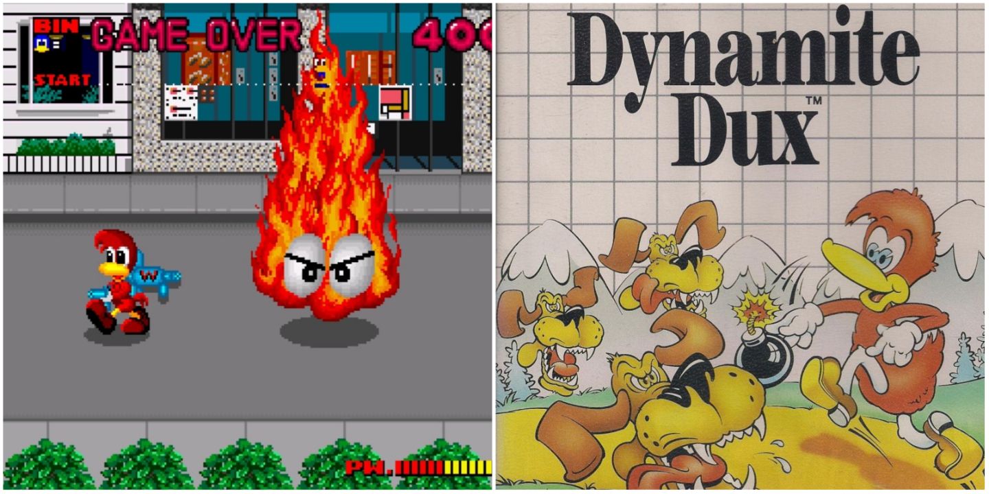 Dynamite Dux Fighting Fire Boss and Sega Master System Box Art