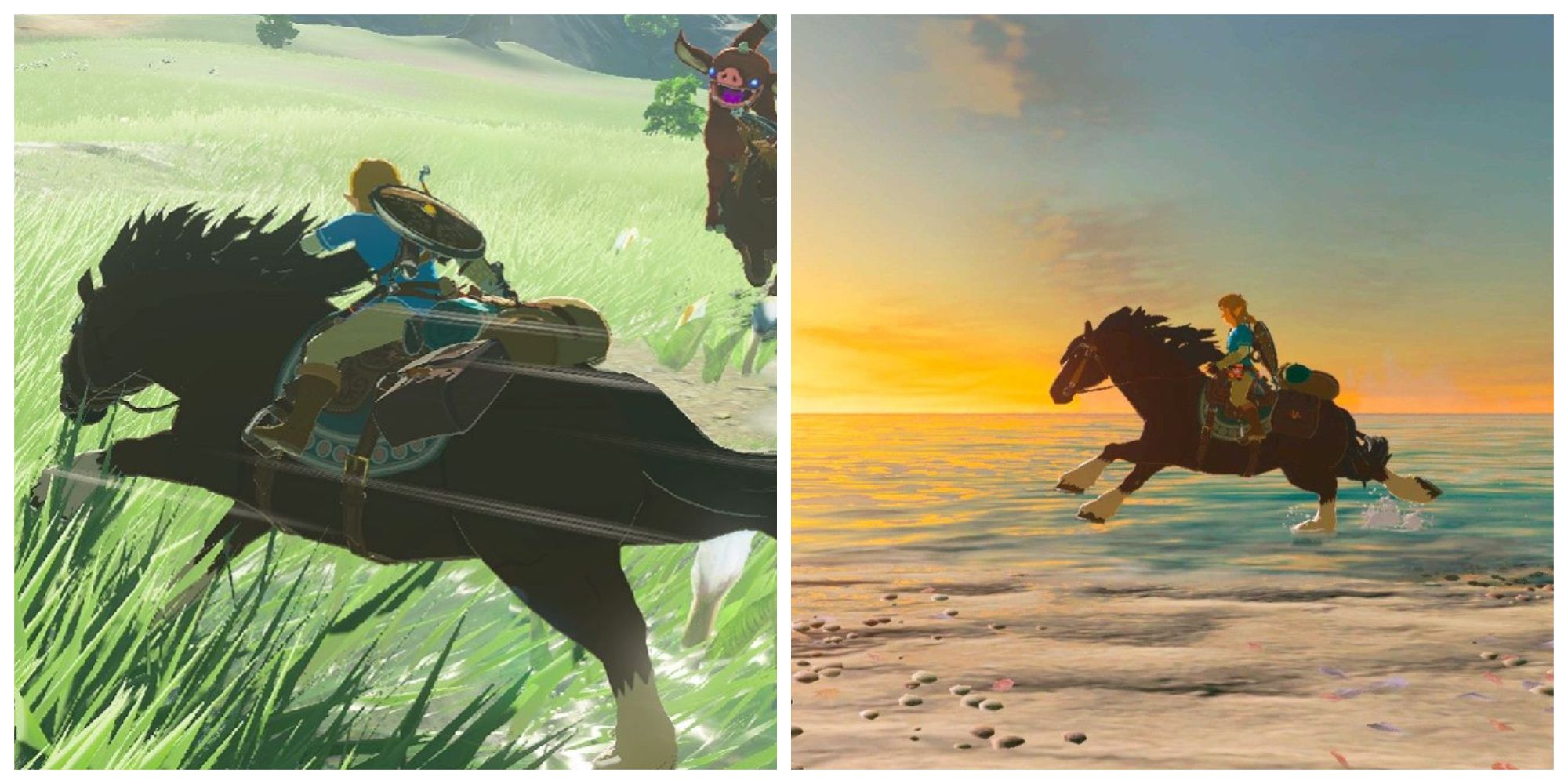 Legend of Zelda breath of the wild link riding a horse