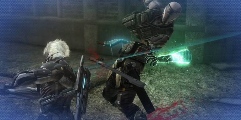 Raiden cutting enemy apart.