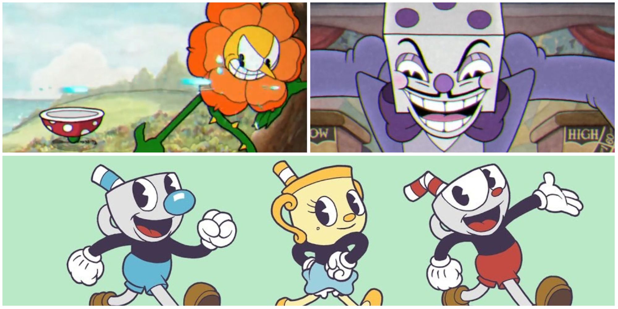 cuphead images in a photo collage