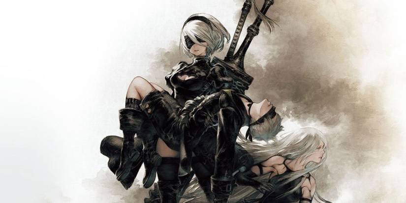 Official artwork of 2B, 9S, and A2.